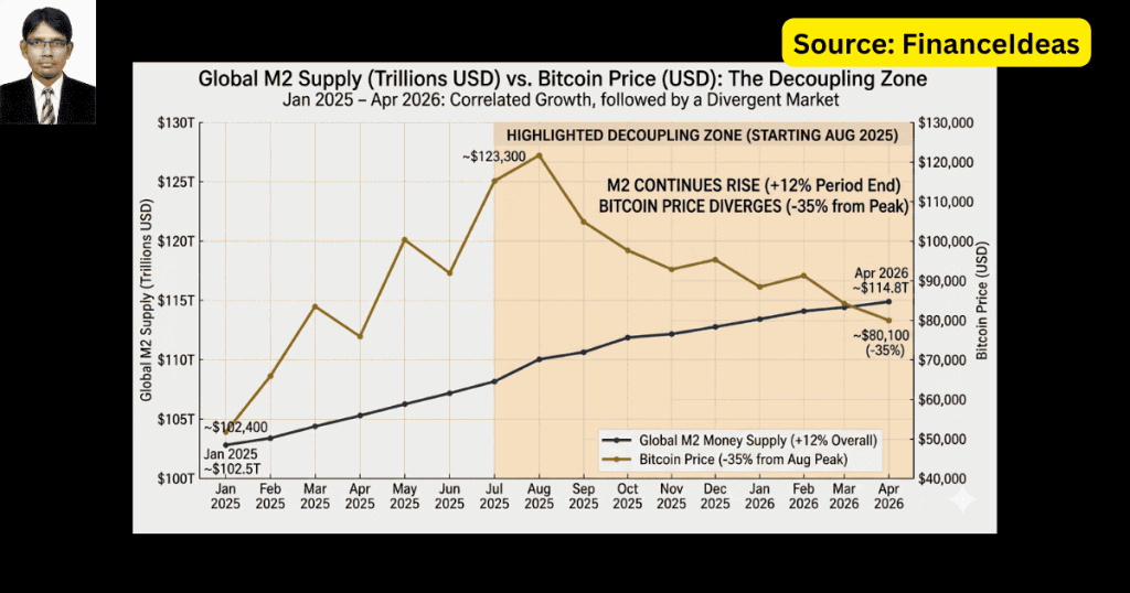 M2 supply vs. Bitcoin price
